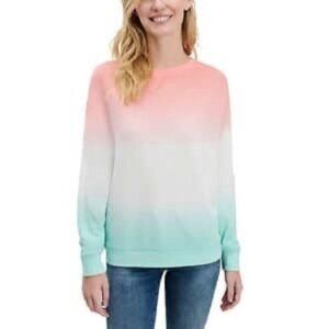 Splendid Dip Dye Ombre Waffle Knit Thermal Long Sleeve T-Shirt M